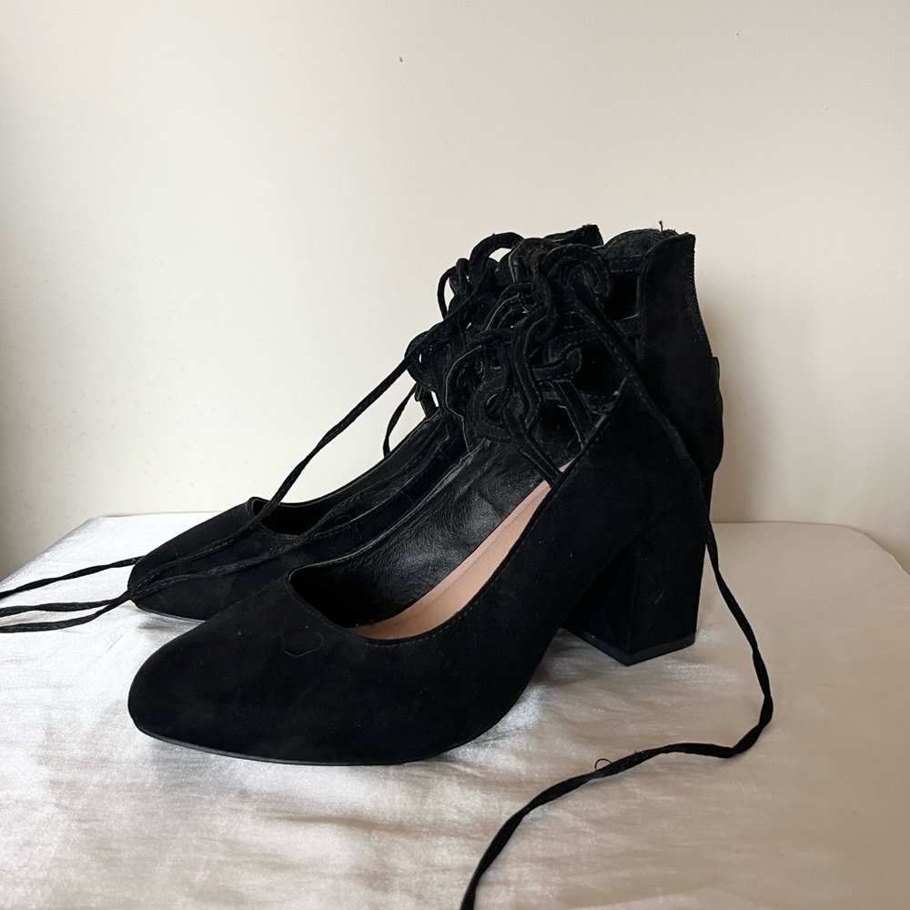 Torrid Black Lace-Up Ankle Booties